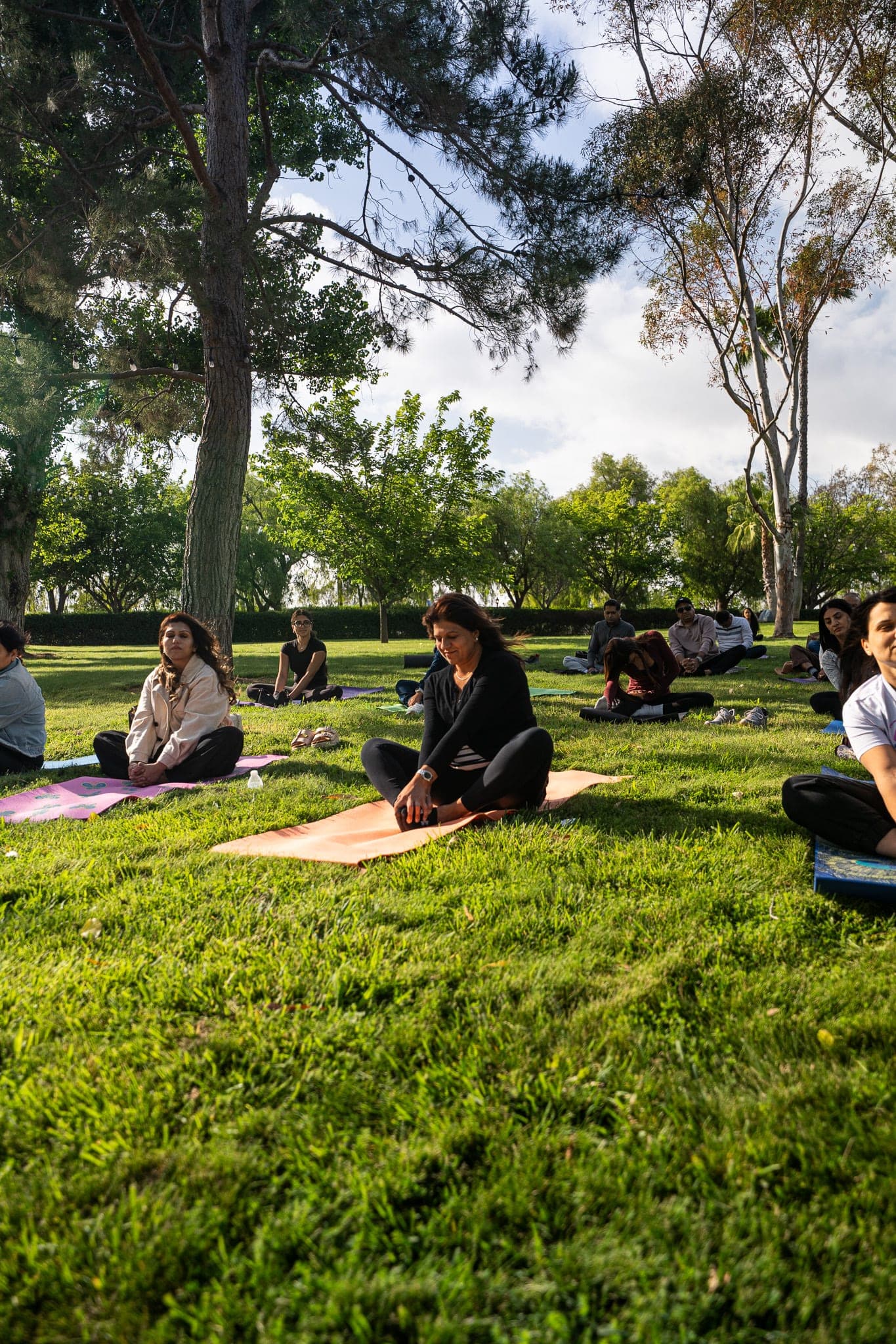 Wellness retreat gathering on the lawn