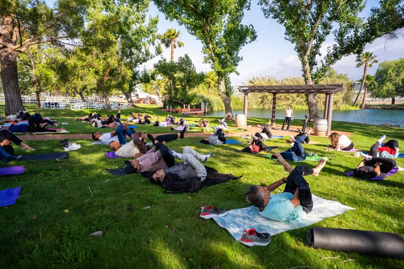 Retreat gathering on the Hawk Ranch lawn